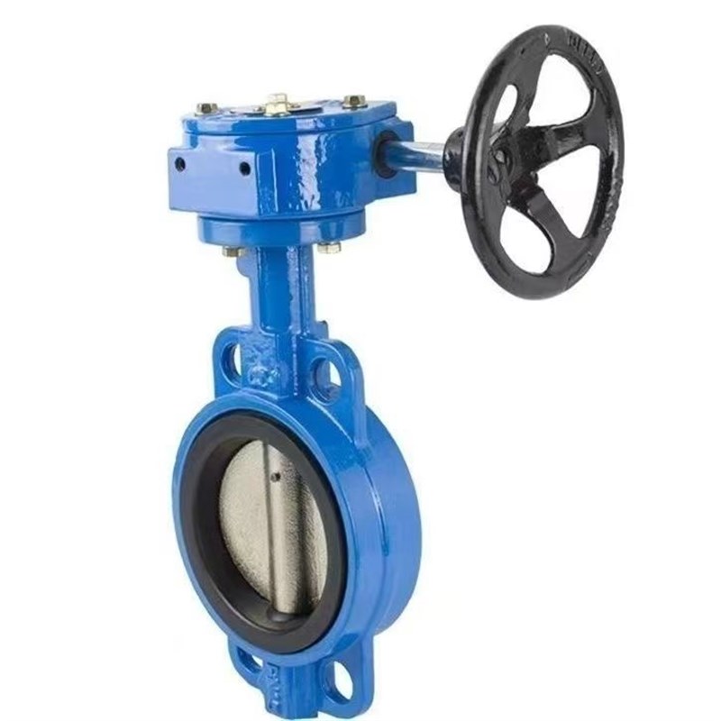 D371X16Q涡轮式铸铁对夹蝶阀手动涡杆翻板阀门开关国标体DN100150