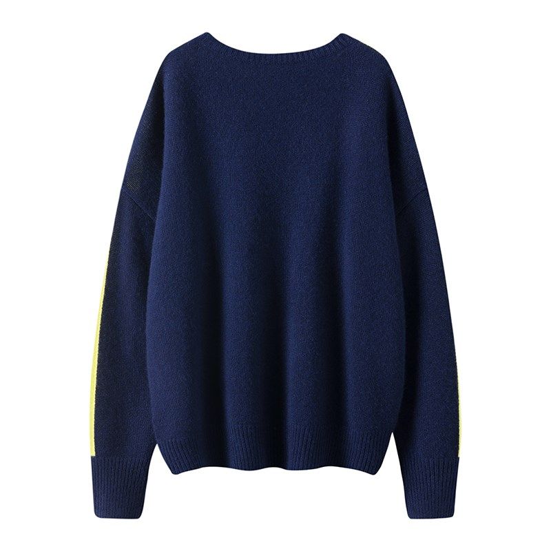 强烈推荐!上身爆美!加厚羊绒衫女v领套头纯羊绒毛衣女宽松慵懒