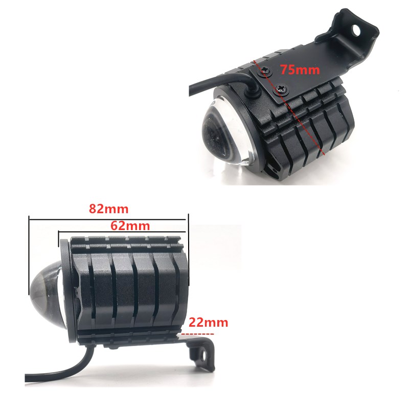 代驾车大灯透镜LED高亮前灯带喇叭48V电动车通用防水头灯黄白变光