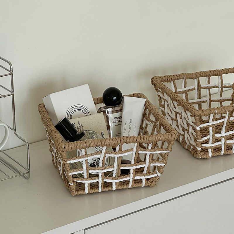 桌面收纳盒玄关钥匙遥控器杂物筐抽屉零食篮口红化妆品储物盒摆件