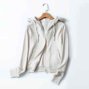秋季拉链开衫连帽外套女 含羊毛莱赛尔 运动休闲宽松上衣