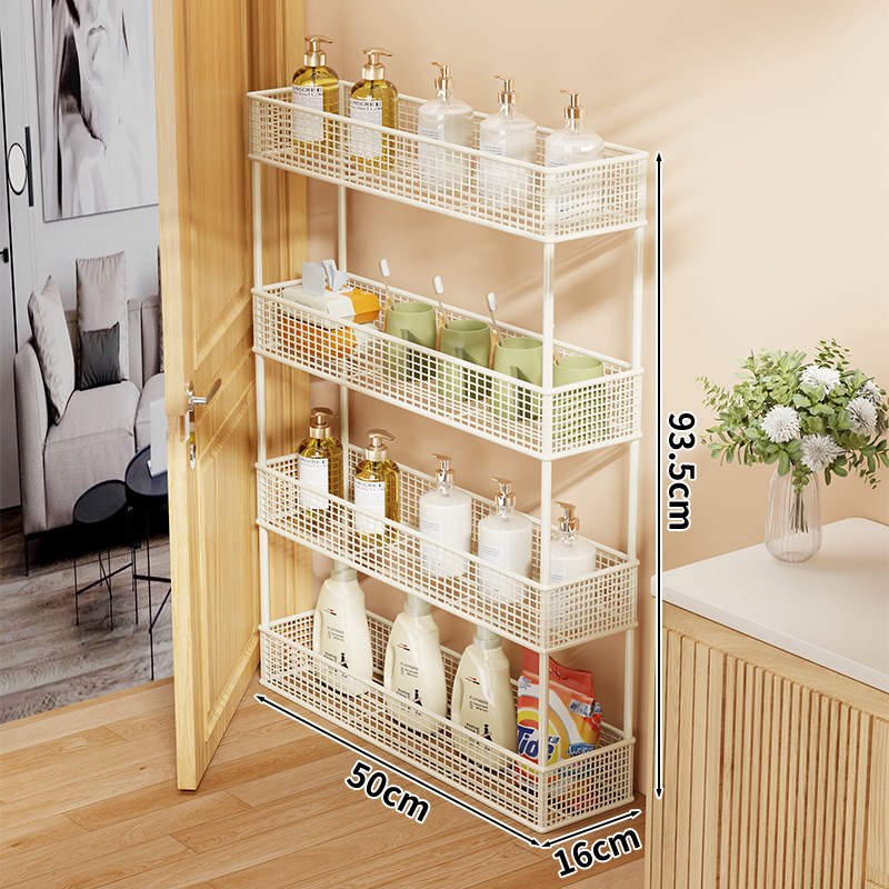 门后卫生间夹缝收纳柜超薄极窄置物架浴室缝隙窄T柜整理架落地带