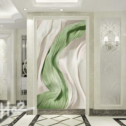 侘寂风装饰画高级感客厅沙发背景墙壁纸墙纸绿色玄关壁画墙布竖版