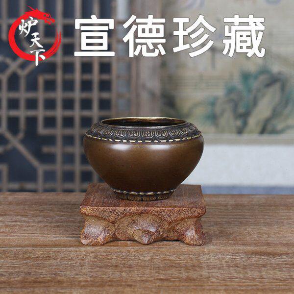 炉天下香炉迷你小号宣德炉鬲炉天鸡蚰龙耳铜炉室内家用上香复古