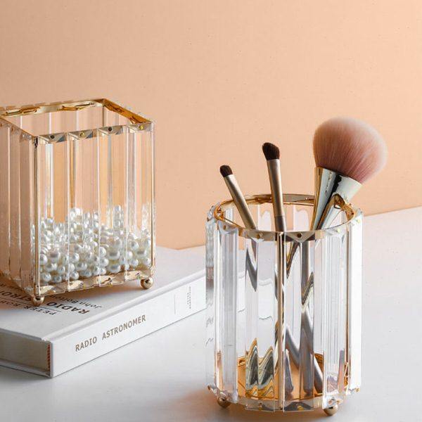轻奢化妆刷收纳筒水晶笔筒整理盒抽纸巾盒梳妆台眉笔梳子刷子桶,收纳整理,化妆刷收纳盒/桶,淘宝优惠券,粉丝福利购,淘宝优惠卷