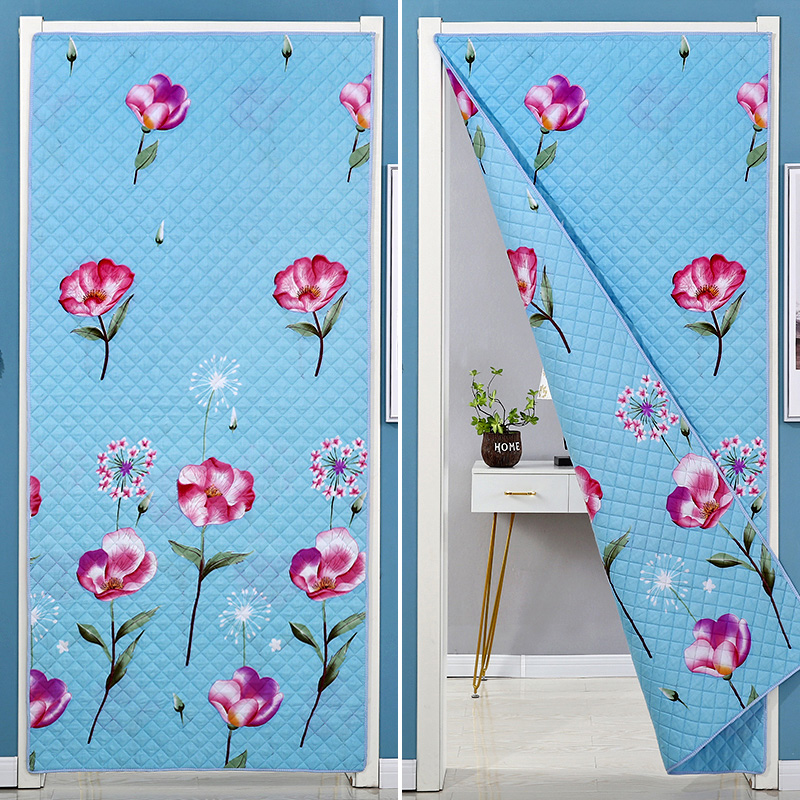 加厚冬季棉门帘隔音隔断帘t保暖挡风防风防冷气防寒家用保温免打