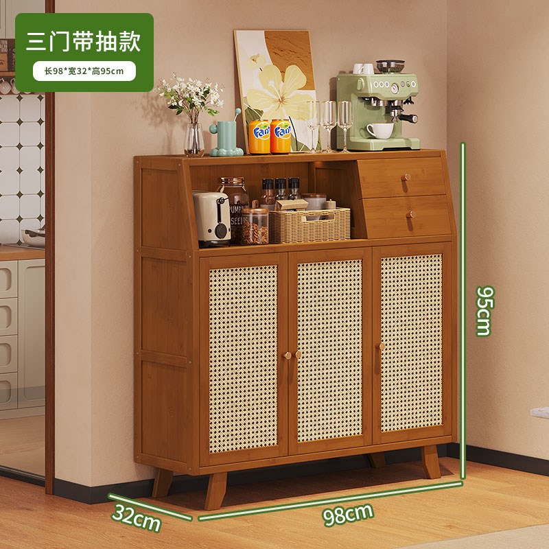 岛台柜单独移动中古风厨房茶吧一体餐边柜小户P型吧台咖啡机置物