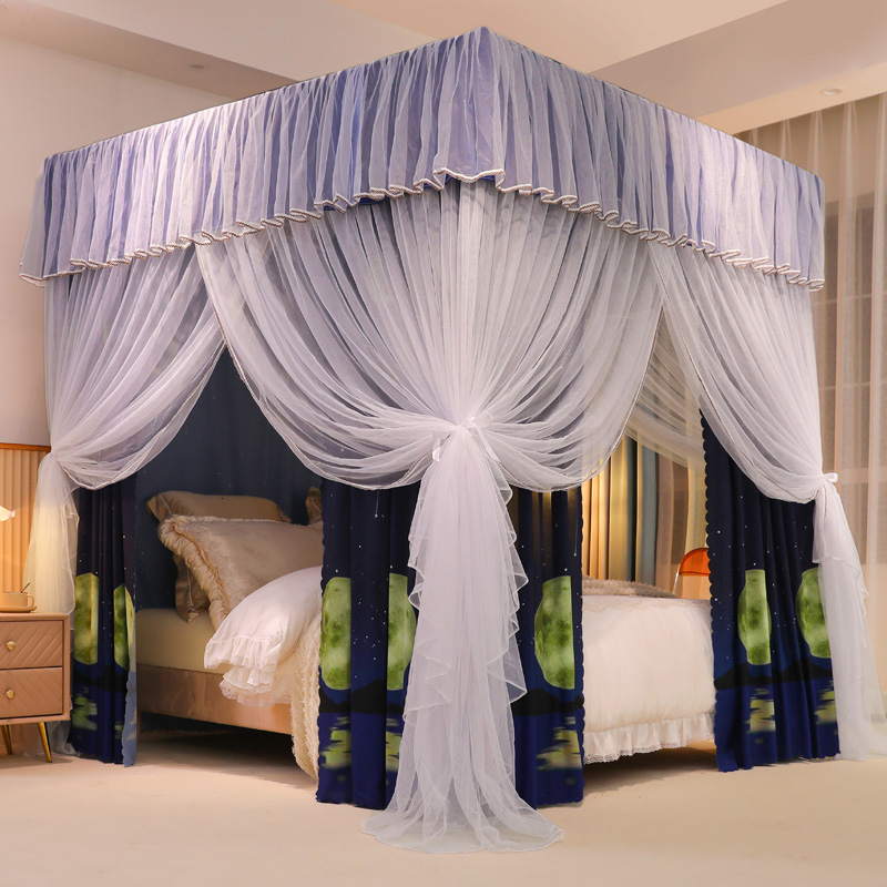 蚊帐床帘双层一体式家用o欧式带支架1.8m帐莎1.5米2公主风遮光床