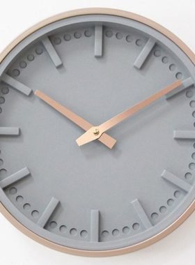 北欧玫瑰金灰色立体刻度数字挂钟客厅静音卧室挂表12寸钟表时钟