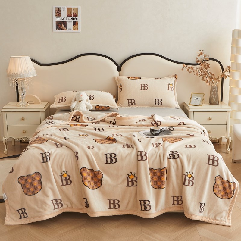 加绒牛奶绒毛毯办公室午睡披肩薄空D调盖毯沙发毯子小被子铺床上