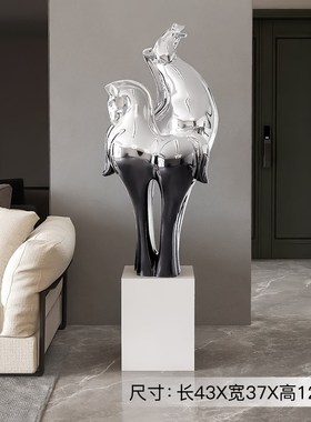 马到成功客厅大型落地摆件电视柜旁F雕塑酒店大堂装饰品乔迁新居