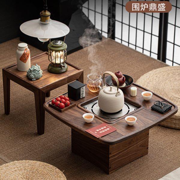 清欢丨胡桃木火钵碳炉箱组合 实木多功能边茶桌 茶空间围炉煮茶桌,住宅家具,家用茶台/茶桌,淘宝优惠券,粉丝福利购,淘宝优惠卷