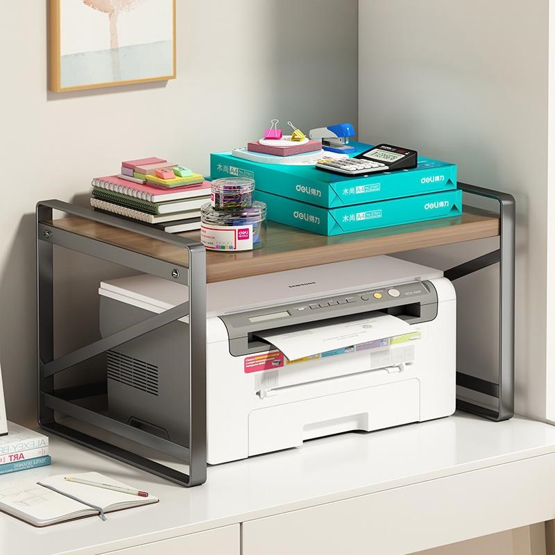 办公室打印机抬高架主机s收纳架家用双层复印机架子办公桌上置物
