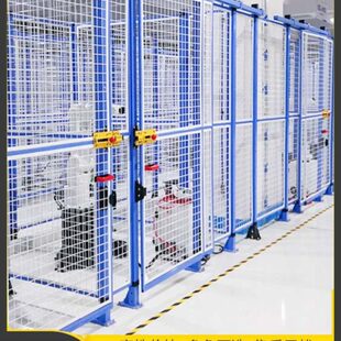 栏RO防护栏吊轨门隔断工业配件立式X安全T围栏网格机器人双A网边