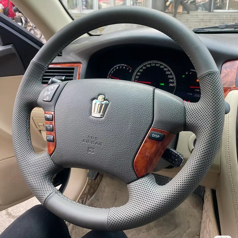 适用于05-08-09款丰田12代老款皇冠方向盘套真皮专用手缝把套全包