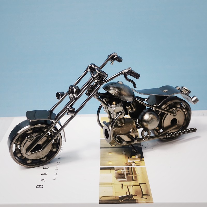纯手工艺品铁艺哈雷摩托车模型摆件客厅酒柜装饰品小摆设精致礼物