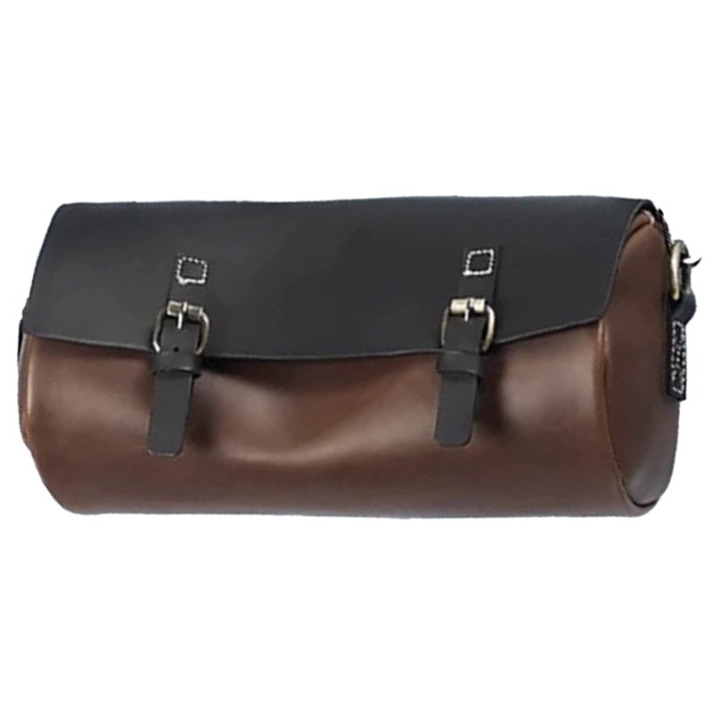 适用所以机车覆古皮边包皮质圆桶包防水耐用机车改装配件无失真