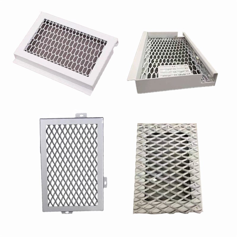 定制铝合金波浪冲孔铝单板吊顶金属六角菱形网格鱼鳞形拉伸铝网板