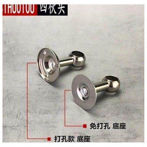 免打孔不锈钢毛巾杆圆头座阳台吊通晾衣座衣柜挂衣杆托圆管固定座