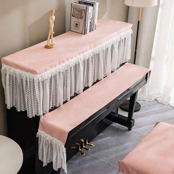 钢琴罩半罩三件套防尘装饰新款简约高级琴盖布琴凳套琴键巾钢琴套