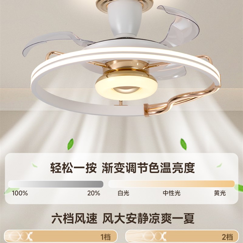 斯堪的纳维亚风扇灯2025新款吊扇吊顶隐形家居客厅餐厅卧室集成吊