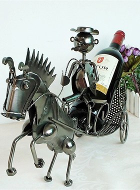 特价金属创意马拉车造型红酒架家居摆件装饰品手工制造 YXL006