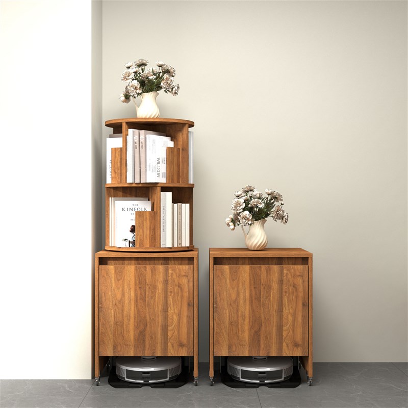 旋转书架落地可移动带轮扫地机器人基站置物架适用云鲸科沃斯石头