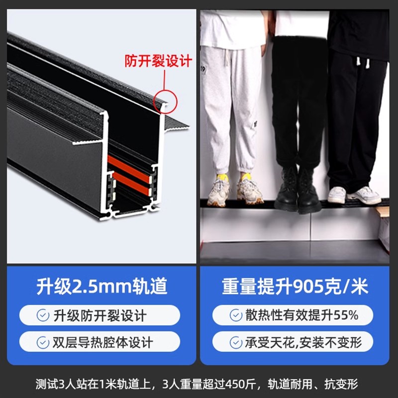 磁吸轨道灯欧司朗芯3500K嵌入式无主灯集控智能预埋导轨轨道灯