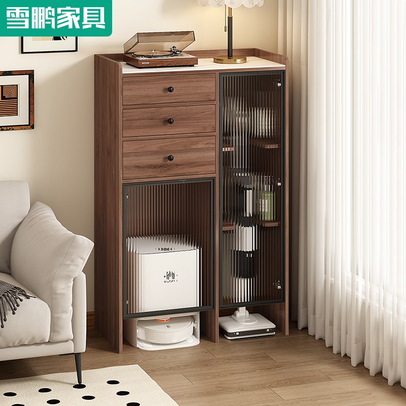 客厅扫地机器人收纳柜沙发边柜餐边置物架吸尘器洗地机家政柜6J57