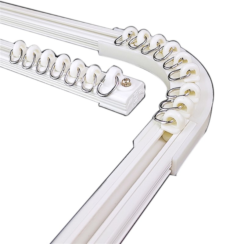 超薄窗帘轨道内开飘窗滑轨阳台免打孔安装滑轮杆盒顶侧装转弯导轨