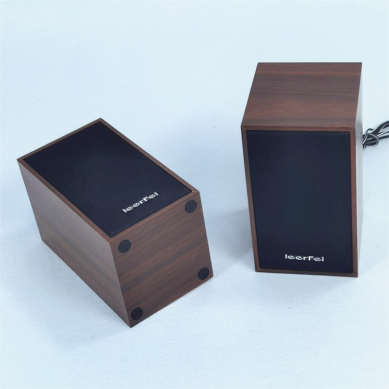 2寸喇叭木质左右卫星木纹音箱2.1 5.1通用环绕带网罩4-8欧5-15w