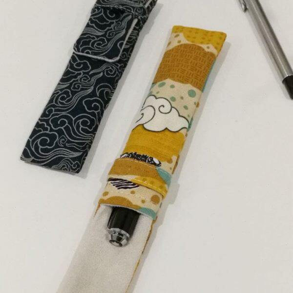 布邑中国风布艺笔袋单支钢笔保护套笔套绒布内里手工笔包便携插口