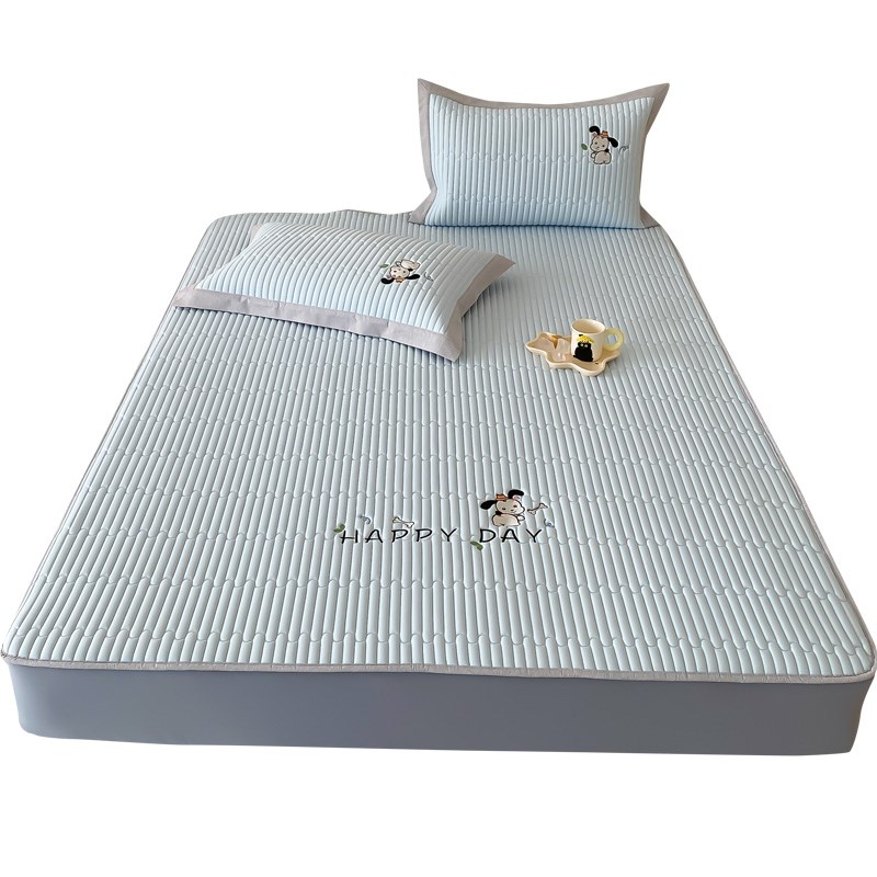 A类高端夏季乳胶床笠款凉席三件套卡通风刺绣可水洗床裙款空调席