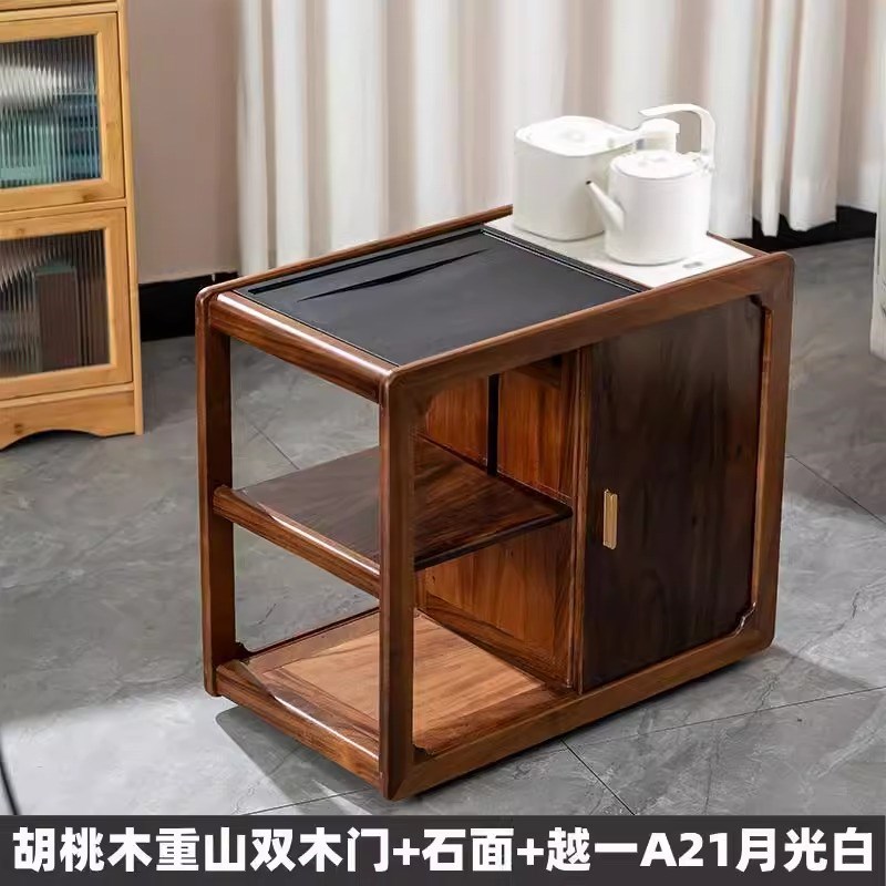 白蜡木家用简约j茶水柜可移动茶台小户型侧边柜阳台沙发边几角几