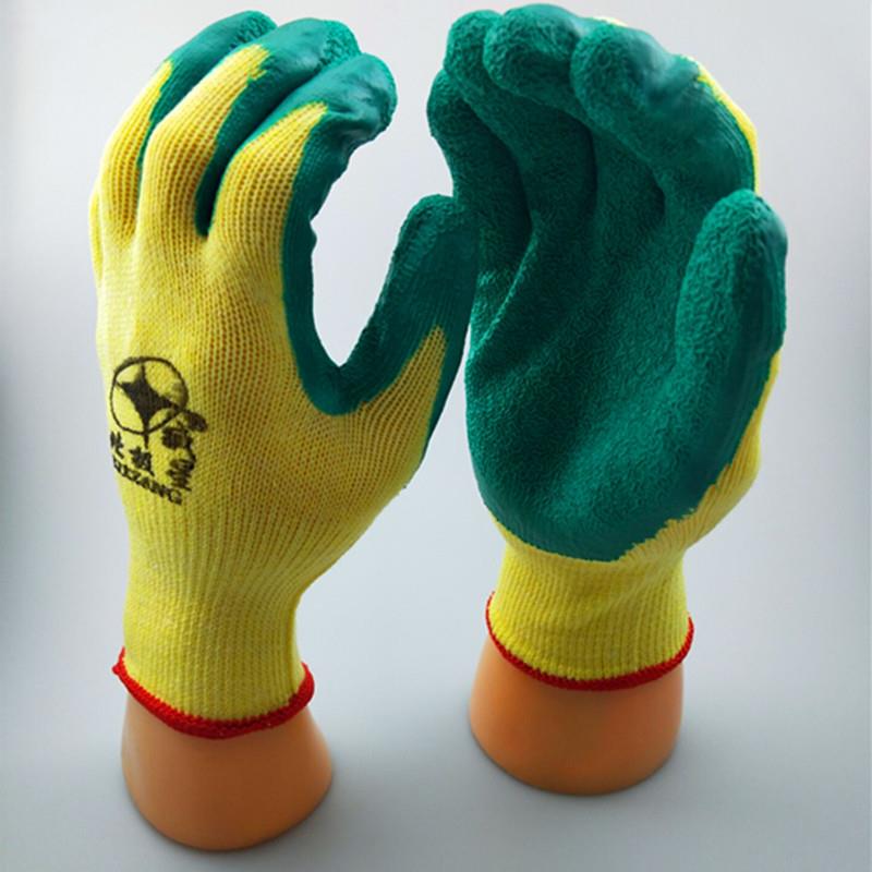 北极星十针黄纱绿胶棉纱劳保涂胶挂胶安全防护工地干活浸胶手套