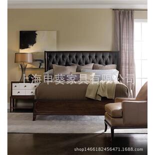 美式实木双人床1.8米简约橡木做旧婚床软靠主卧全屋家具套装制作