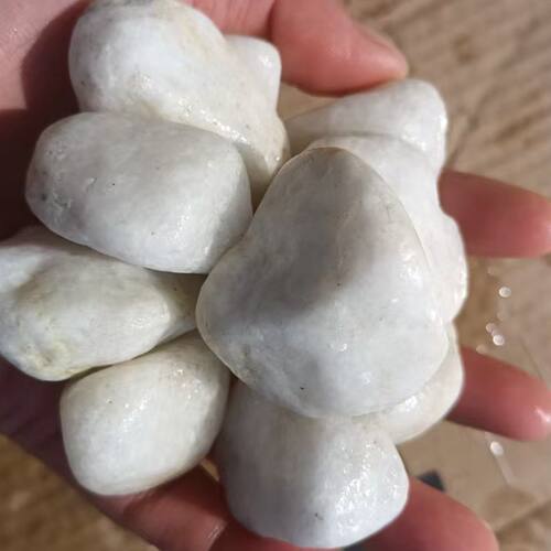 白色圆卵石砾石山东30-50mm机制鹅卵石鱼缸装饰铺底造景白石子