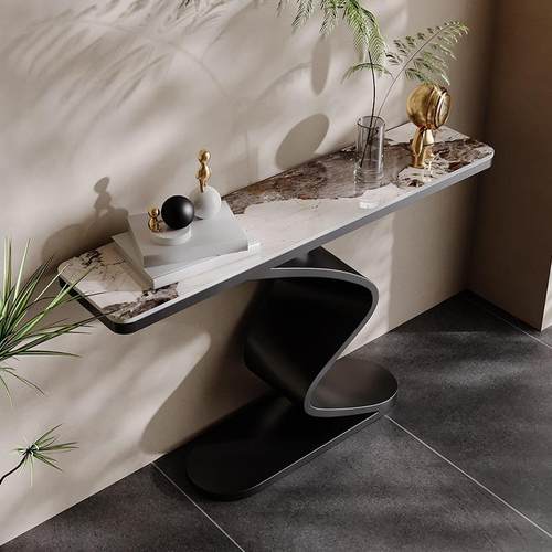 玄关桌轻奢现代端景台简约玄关台意式极简窄边桌酒店大堂靠墙条案