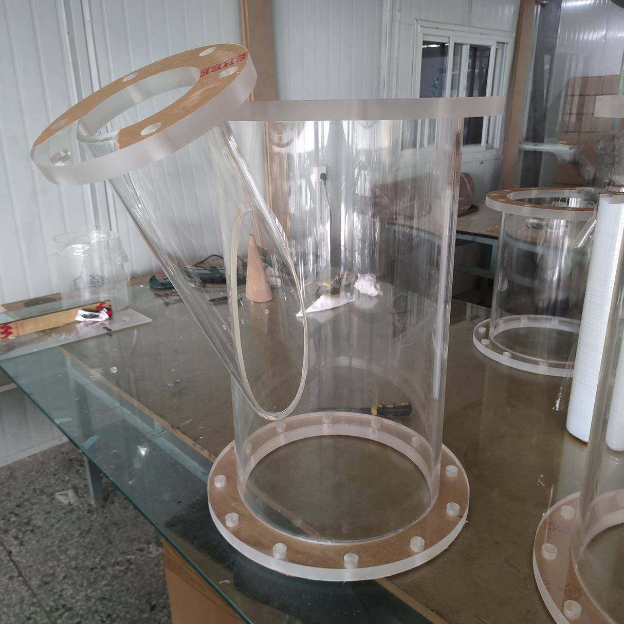 透明亚克力实验仪器大型有机玻璃实验装置三通法兰管道