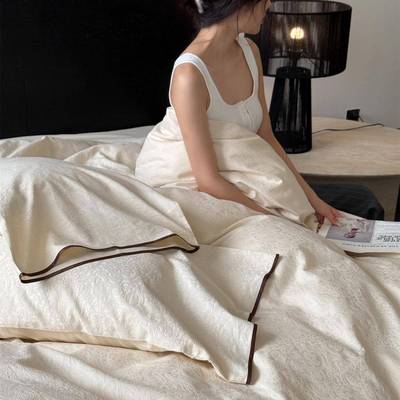 现代轻奢云感超柔厚织提花全棉四件套四季款亲肤透气床品米亚迪斯