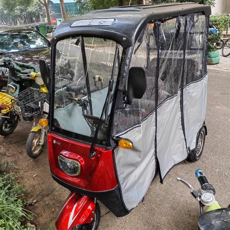 小巴士四轮d电动车雨帘半透明雨帘遮风挡雨封闭皮革加厚加绒雨帘