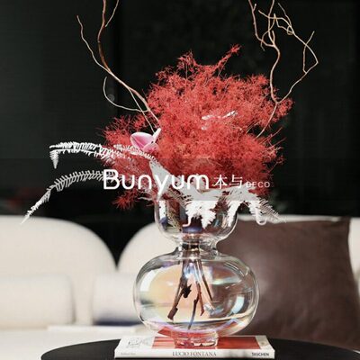 高级感玻璃花瓶摆件花器插花花艺装饰品样板间客厅餐桌氛围感软装
