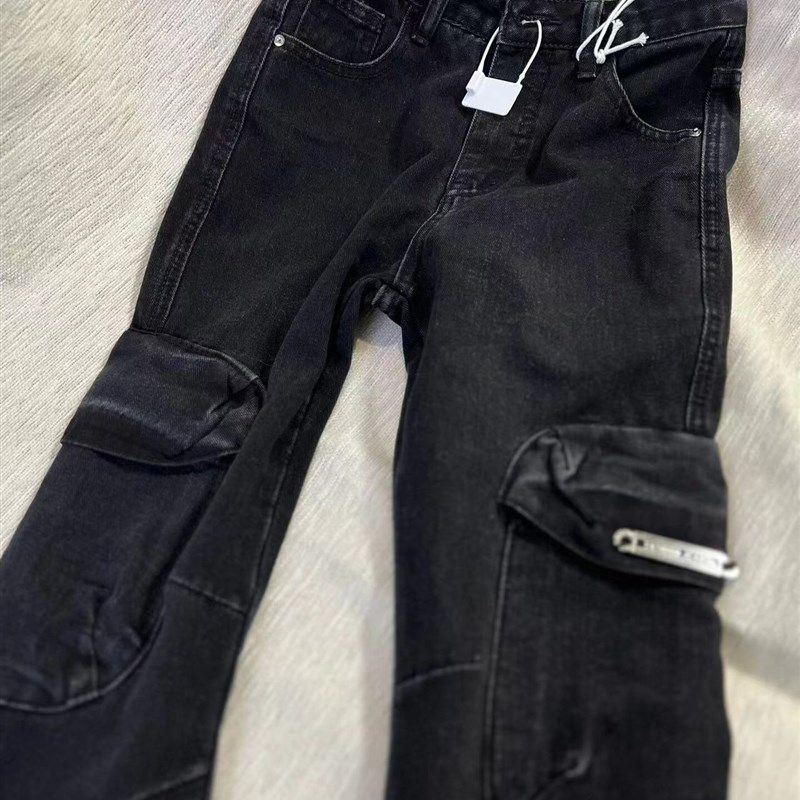 春秋新款高阶重磅街头休闲工装裤子复古水洗做旧微喇叭牛仔裤女潮