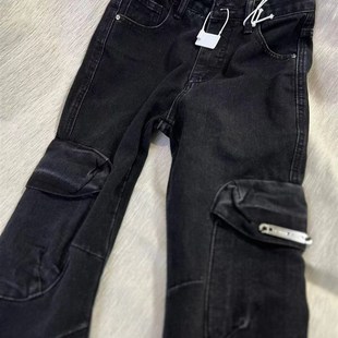 子复古水洗做旧微喇叭牛仔裤 裤 女潮 高阶重磅街头休闲工装 春秋新款