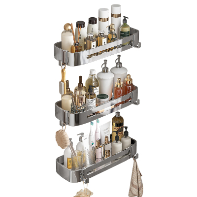 浴室收纳置物架免打孔304不锈钢 厕所卫生间放洗发水沐浴露的架子