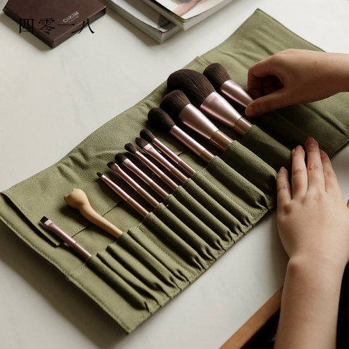 绿色帆布刷包便携收纳包笔袋