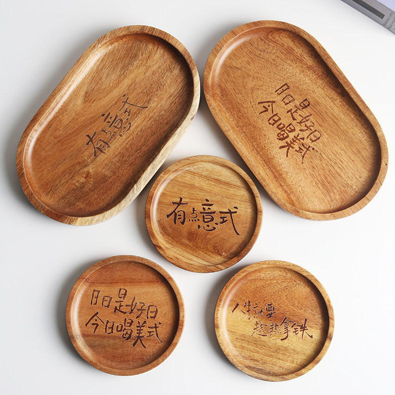 可定制loggo创意咖啡杯木杯托实木杯垫家用咖啡托盘隔热木杯垫杯