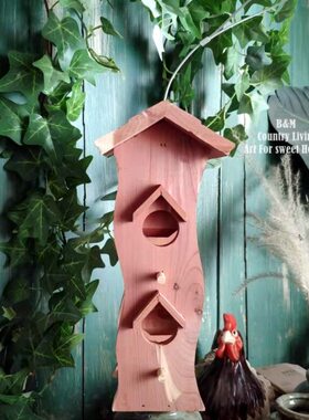挂件小房子自然鸟原木家乡村百亩庭院欧式装饰品摆件喂爱意花园器