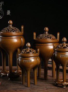 堂庆松苏工胡庆松制盘香纯铜冲耳套铜炉复古塔香瓜式熏香炉家名炉