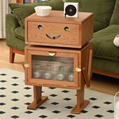 收纳木燕蛙置物柜餐厅客柜边柜卧室床头柜机器人实木北欧创意樱桃